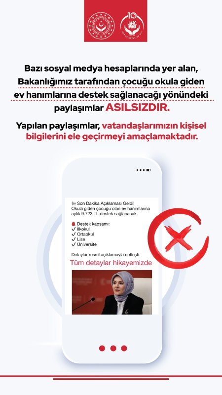 Bakanlıktan  Uyardı! ‘Sahte Yardım' Paylaşımları Gerçeği Yansıtmamaktadır