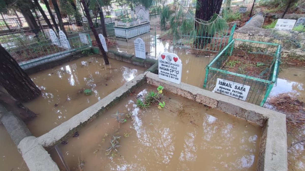 Adana’da Sağanak Mezarlığı Göle Çevirdi