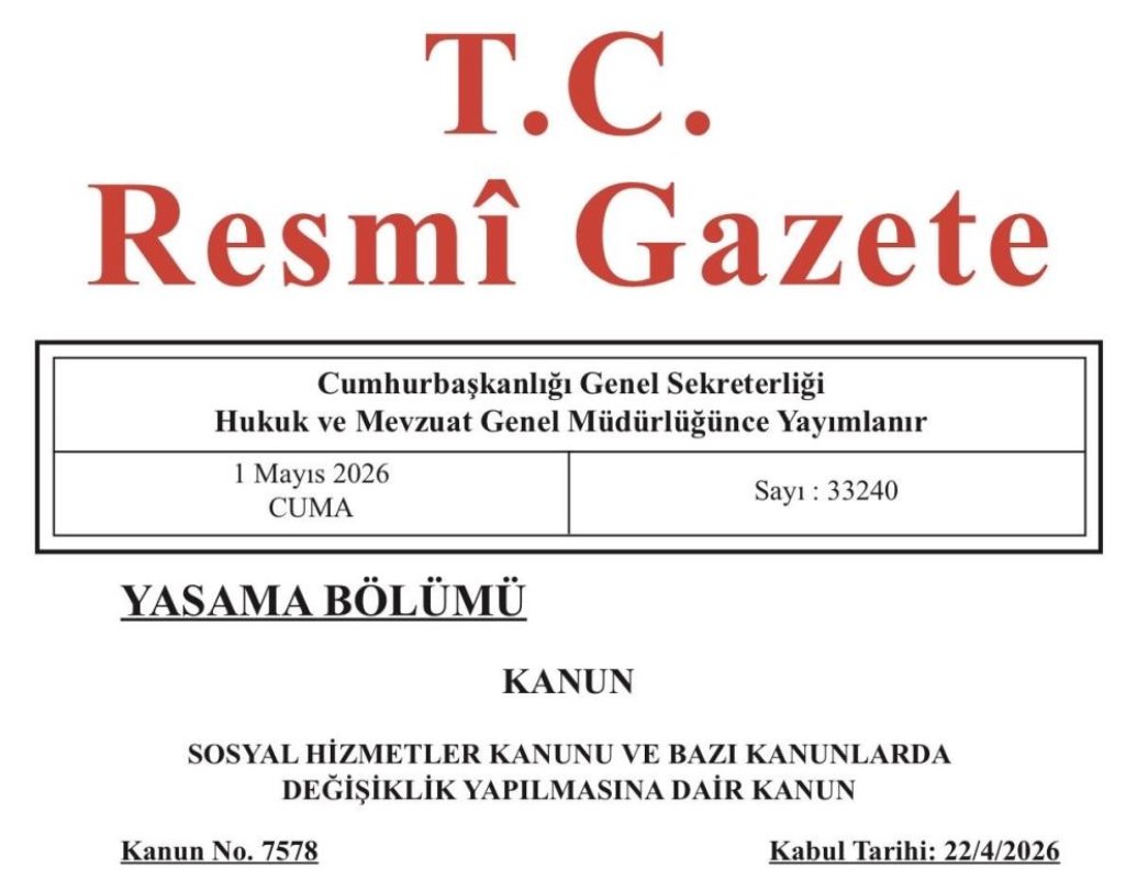 Sosyal Hizmetler Kanunu Resmi Gazete'de Yayımlandı