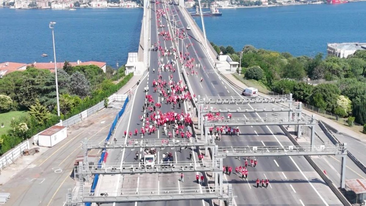  15 Temmuz Demokrasi ve Milli Birlik Günü yürüyüşü dron ile görüntülendi