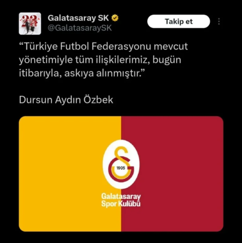 Galatasaray İsyan Bayrağını Çekti: TFF İle İlişkilerimiz Askıya Alınmıştır